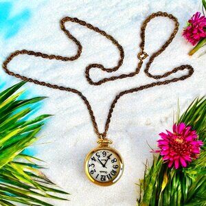 Xanadu Vintage Goldtone Watch Pendant Necklace Quartz Japan Untested